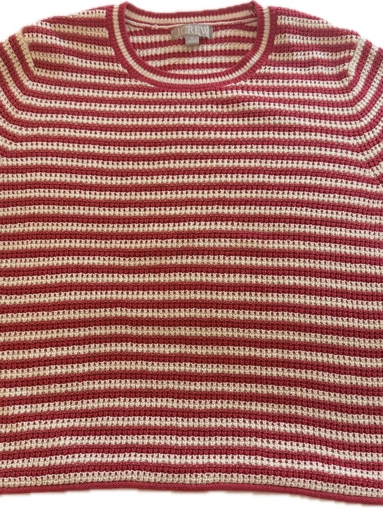 J. Crew Sweaters - J. Crew Red & Cream Striped Crochet Sweater Top
